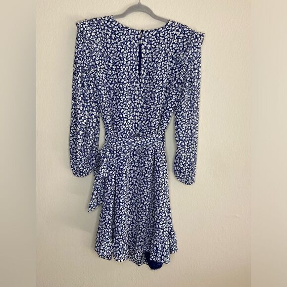 Reformation Quest Mini Blue Dress Soho Print Size 12 - Picture 6 of 8